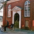 Op de ligfiets bij de Lutherse Kerk in Winschoten