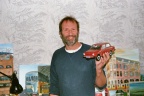 Maker Jim Gijbels met het model van mijn Daf 46